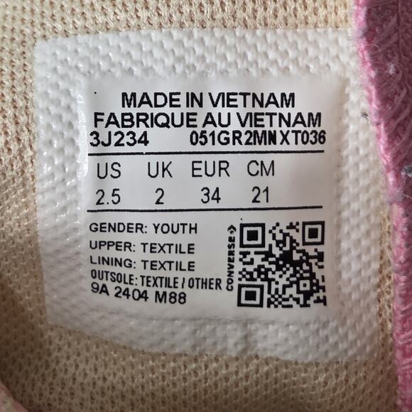 Converse Chuck Taylor All Star High Top Pink Sneakers Lace Up Shoes Youth SZ 2.5 - Picture 10 of 11